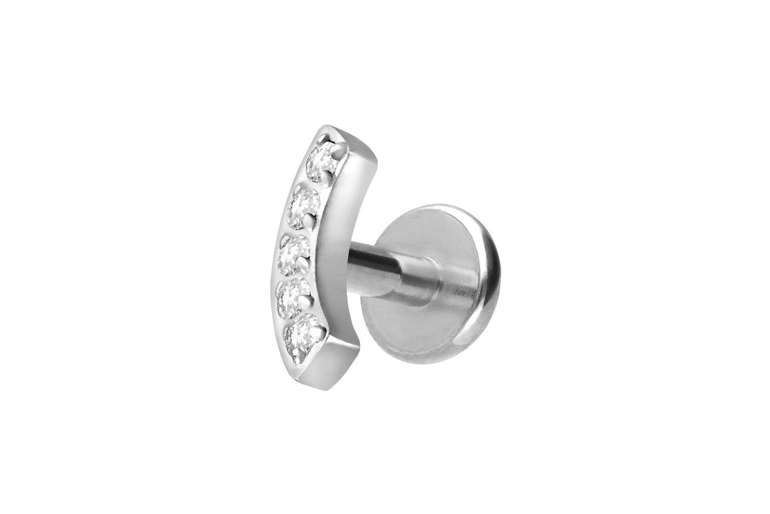 Titan Labret mit Innengewinde BOGEN + 5 KRISTALLE